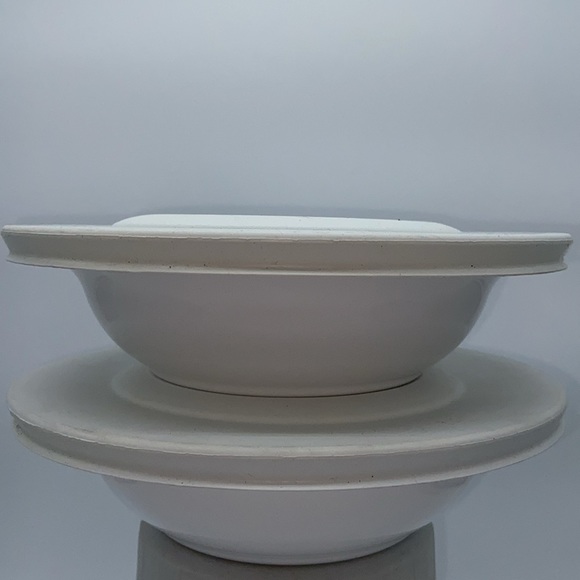 2 Corningware Casual Elegance White Flora Bowls With 2 Lids - Picture 7 of 7
